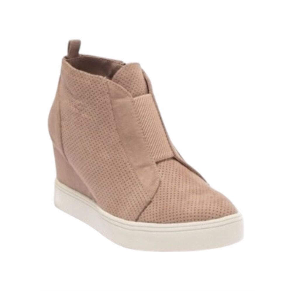 MIA Women’s Tan Perforated Hidden Wedge Sneaker Booties Size 9.5